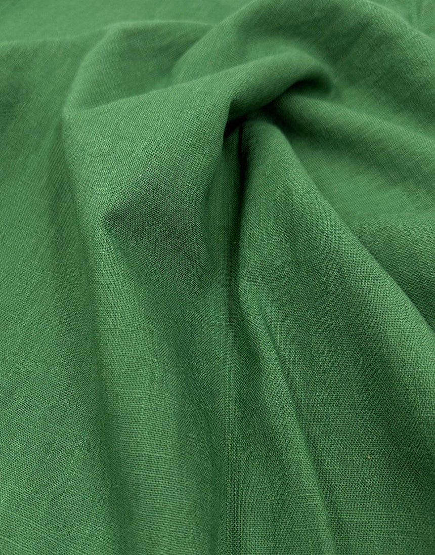 Remnant 1.3m - Green Washed Linen Cotton Fabric