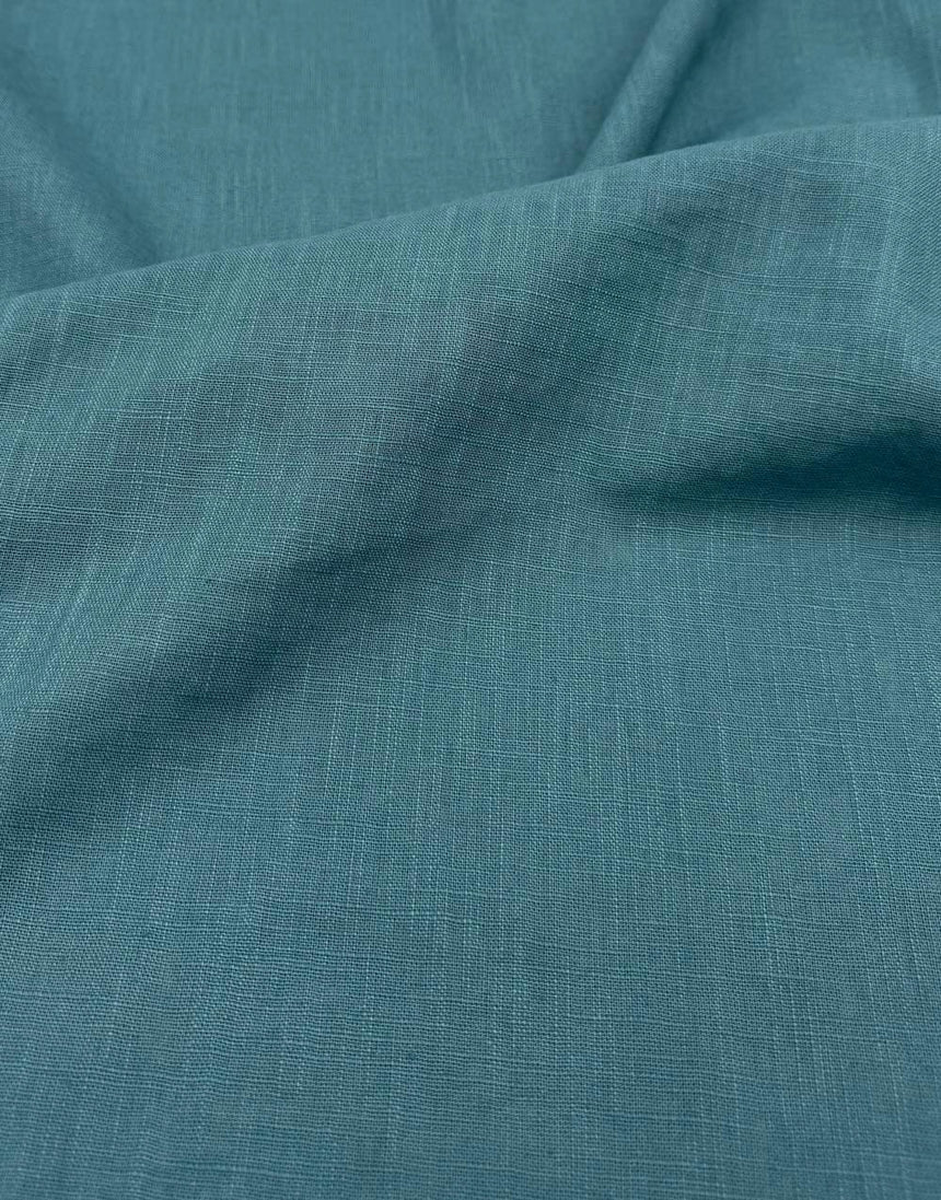 Teal Washed Linen Cotton Fabric