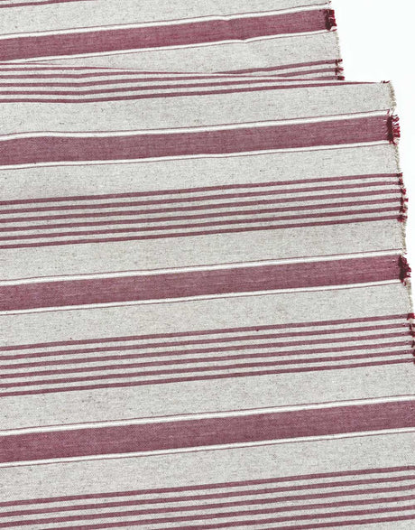 Red Linen Cotton Ticking Stripe