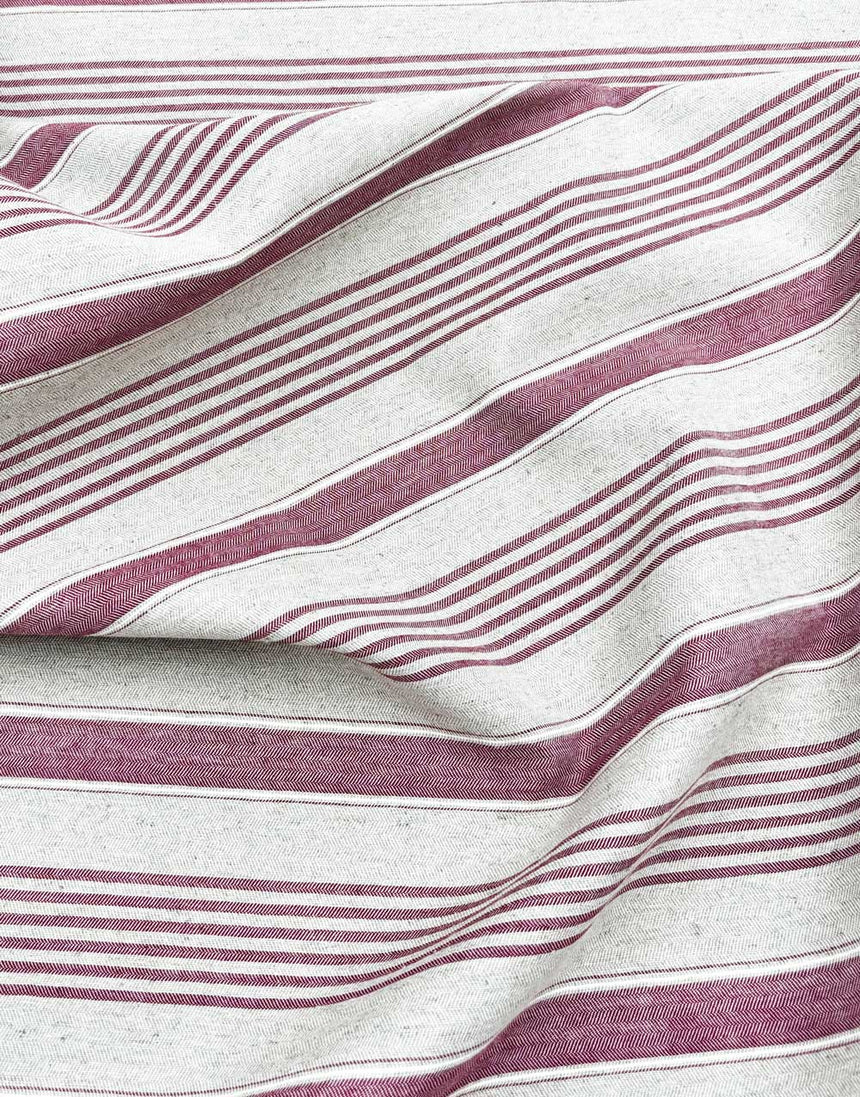 Red Linen Cotton Ticking Stripe