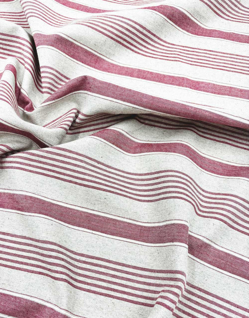 Red Linen Cotton Ticking Stripe