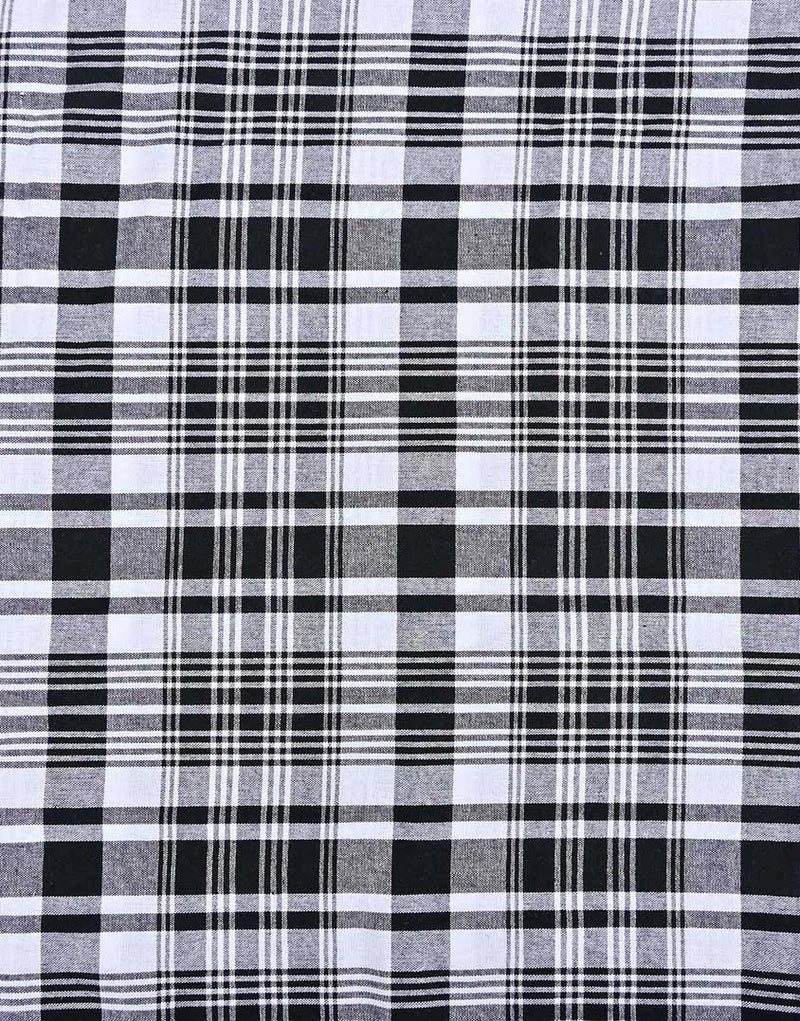 Remnant 1m - Black & White Check Madras Cotton Fabric