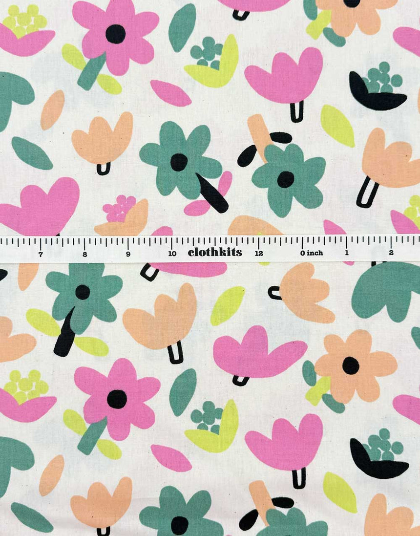 Natural Petite Fleurs Organic Cotton Poplin Fabric, Jennifer Bouron