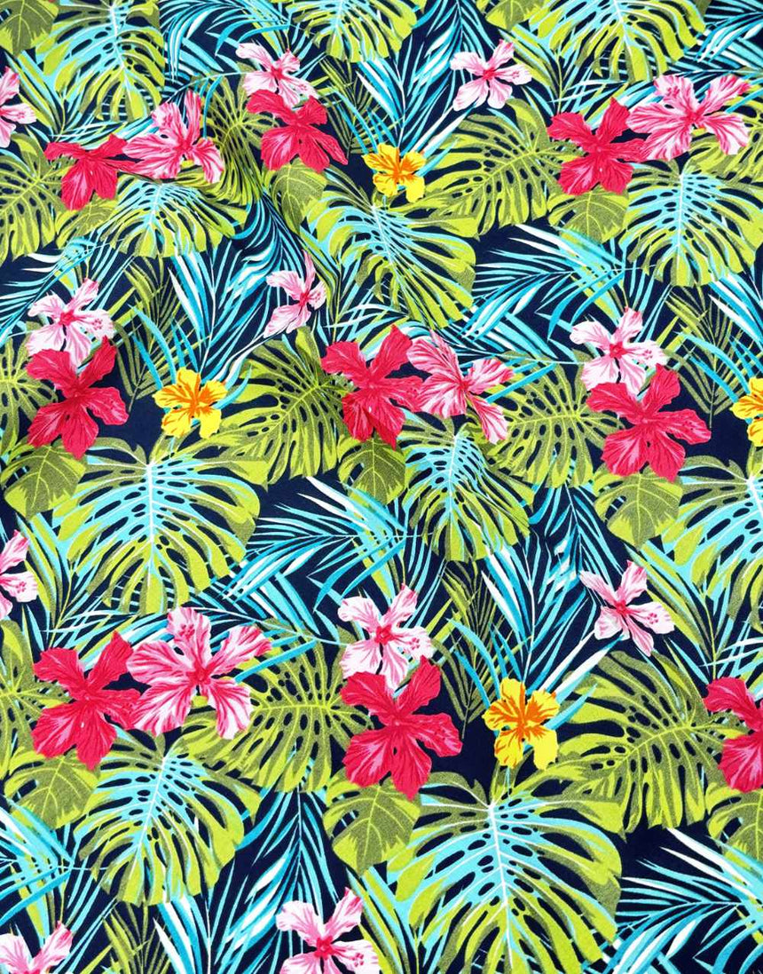 Large Tropical Printed Cotton Poplin Fabric