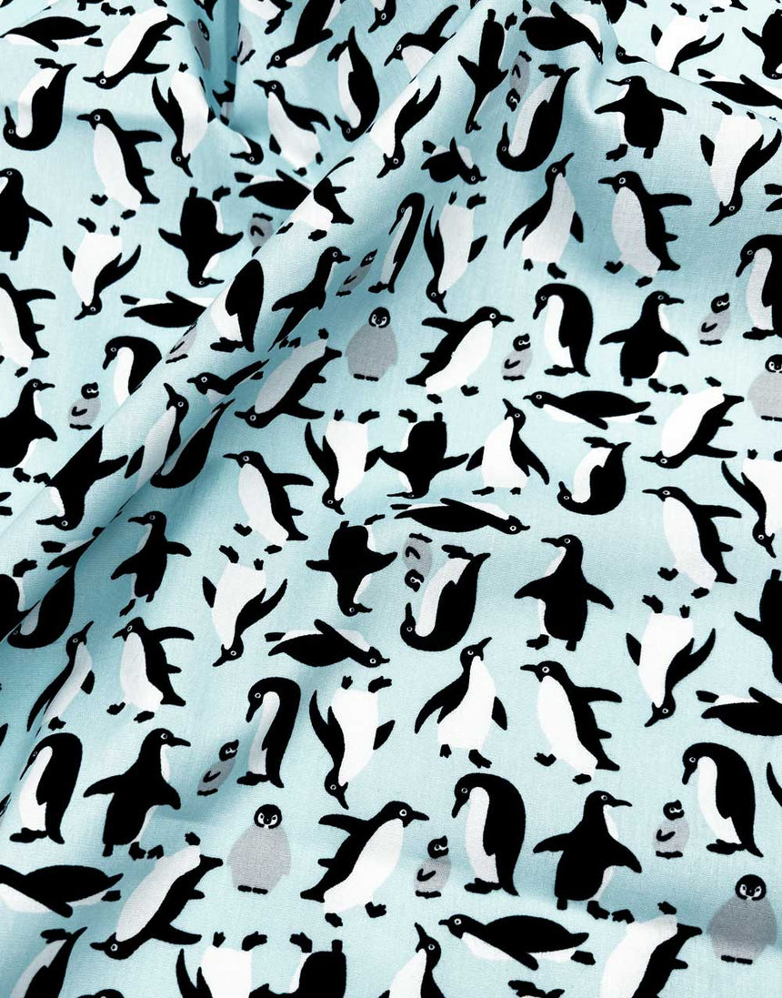 Penguin Parade Printed Cotton Poplin Fabric