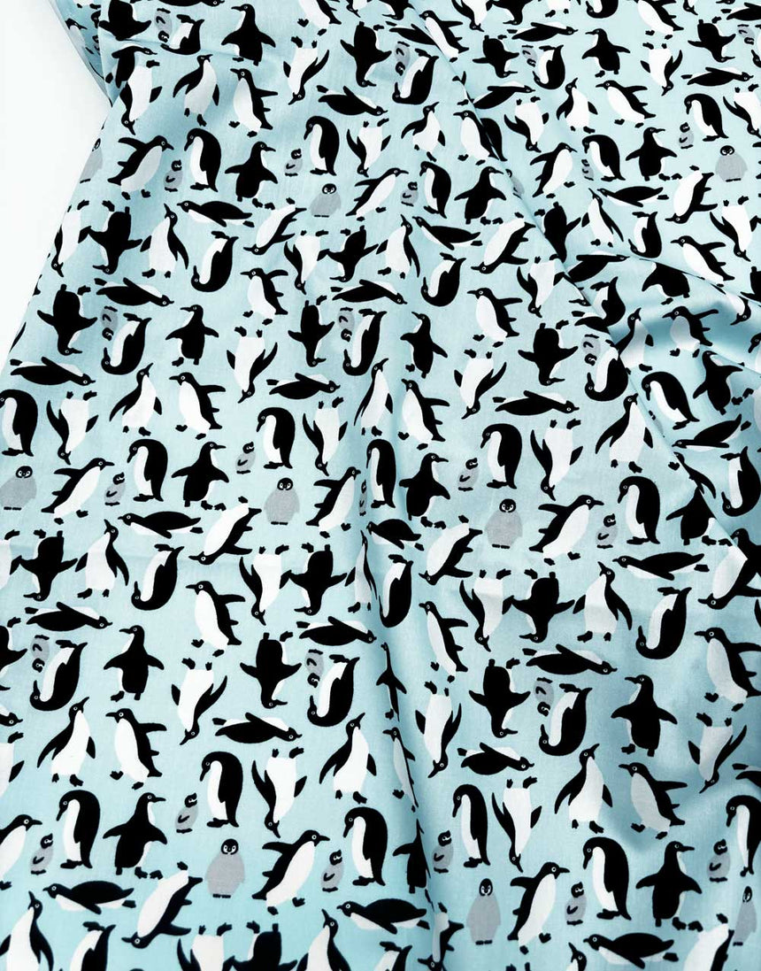 Penguin Parade Printed Cotton Poplin Fabric