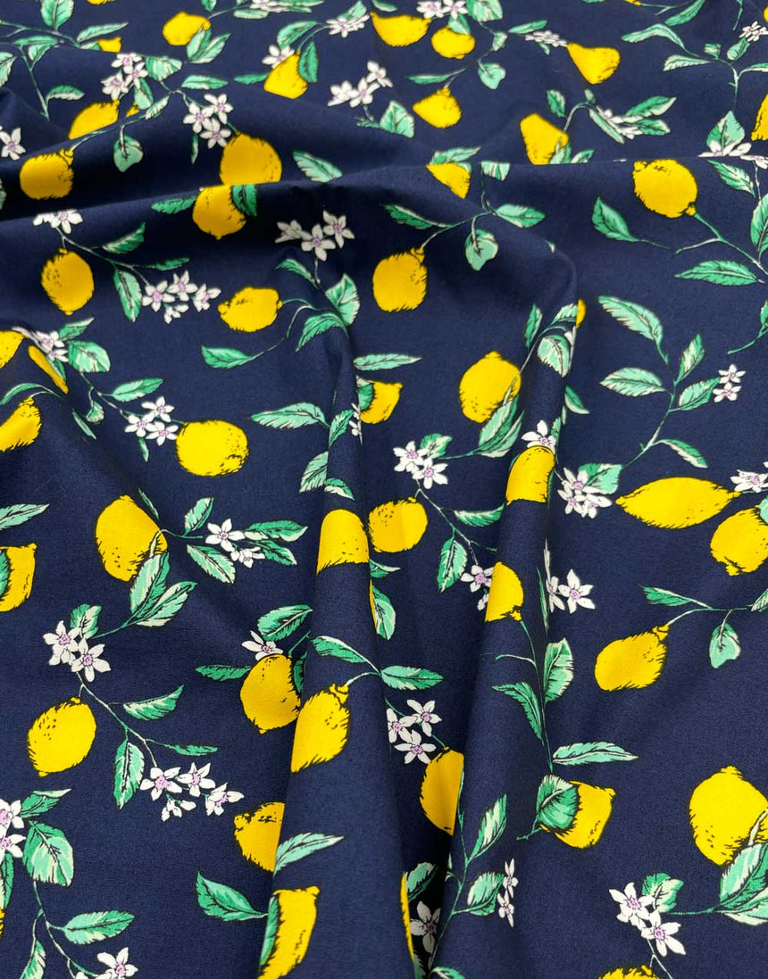 Lemons Printed Cotton Poplin Fabric