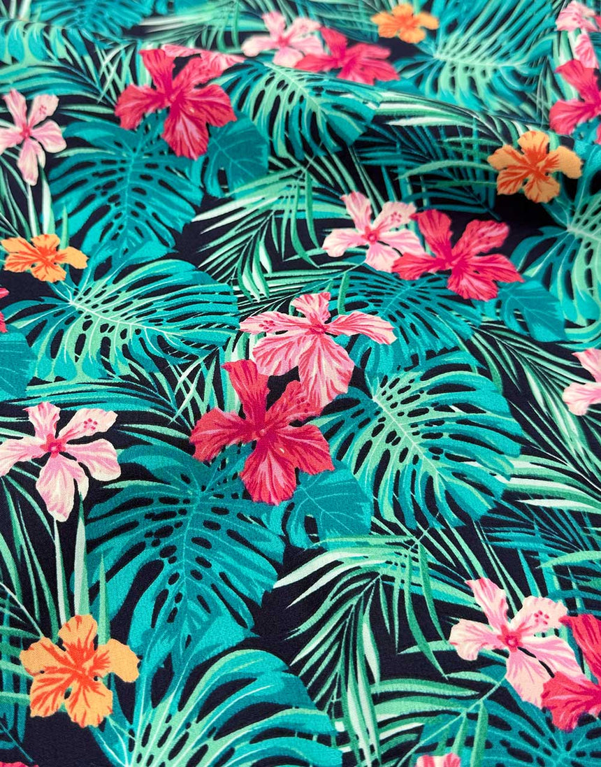 Midnight Tropics Cotton Poplin Fabric