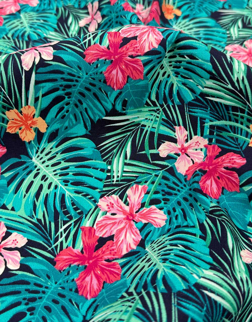 Midnight Tropics Cotton Poplin Fabric