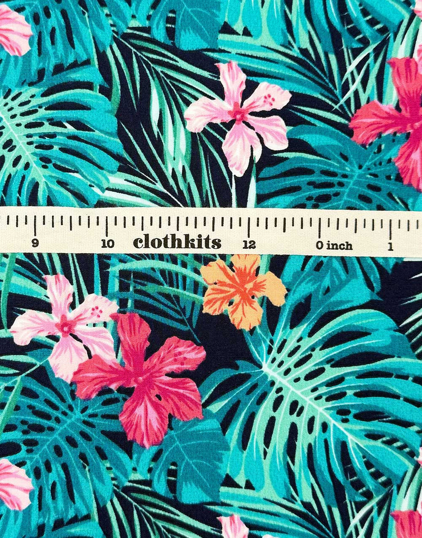 Midnight Tropics Cotton Poplin Fabric