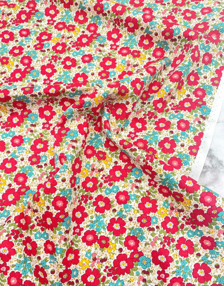 Not Specified Cotton Poplin Red / Floral Red Betty Floral Cotton Poplin Fabric 15059