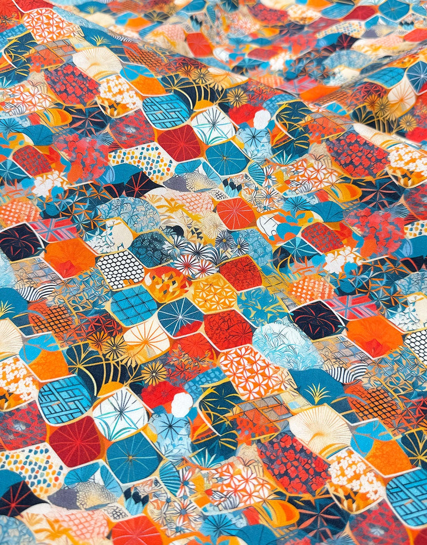 Shell Mosaic Cotton Poplin Fabric