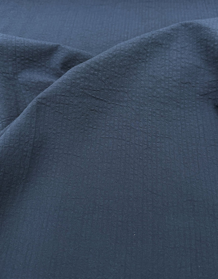 Denim Blue Seersucker Stripe Cotton Fabric