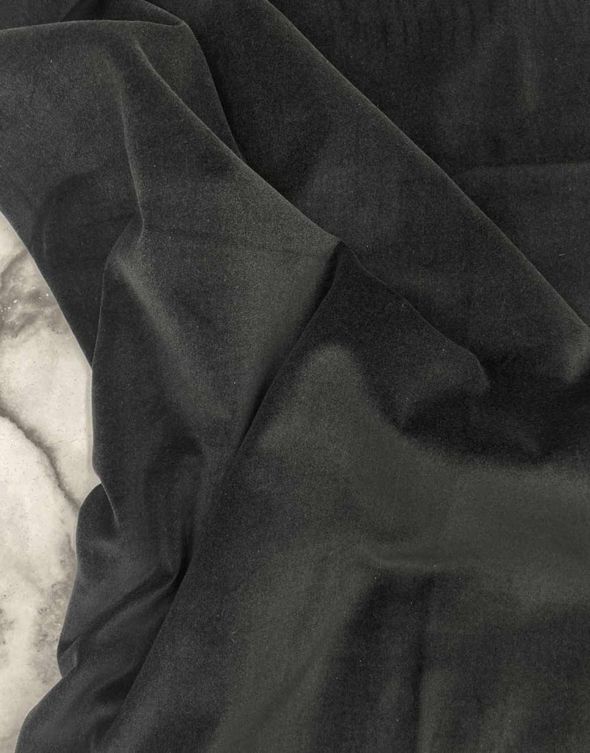 Remnant 2.6m - Black Cotton Velvet Fabric