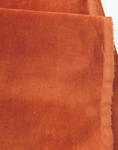 Burnt Orange Cotton Velvet Fabric