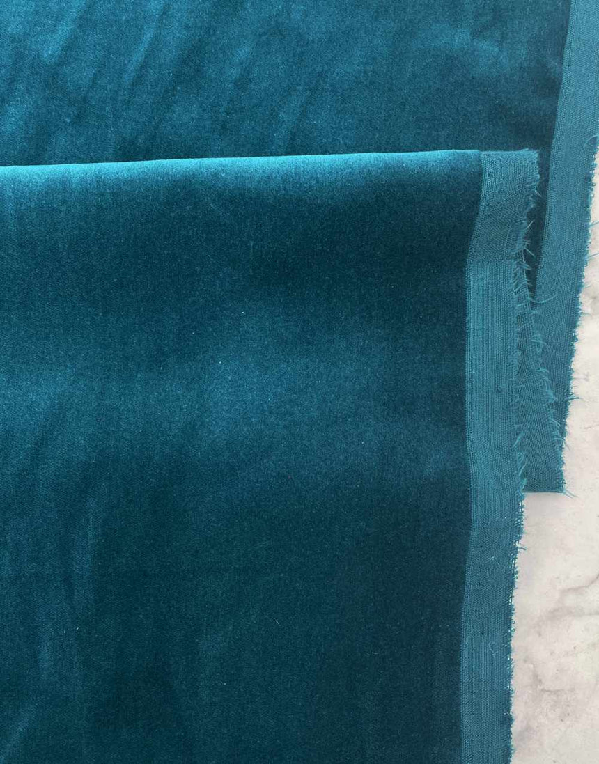 Not Specified Velvet Teal Cotton Velvet Fabric 15687