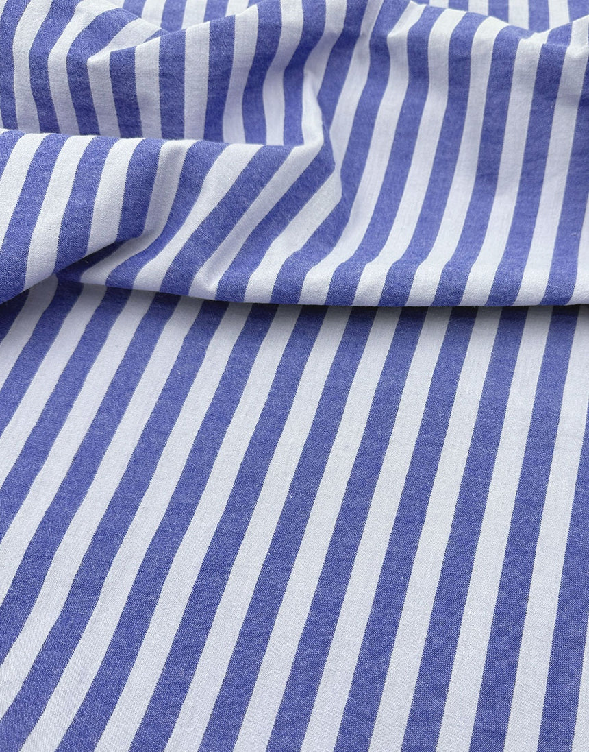 Harbour Blue Stripe Cotton Yarn-Dyed Fabric
