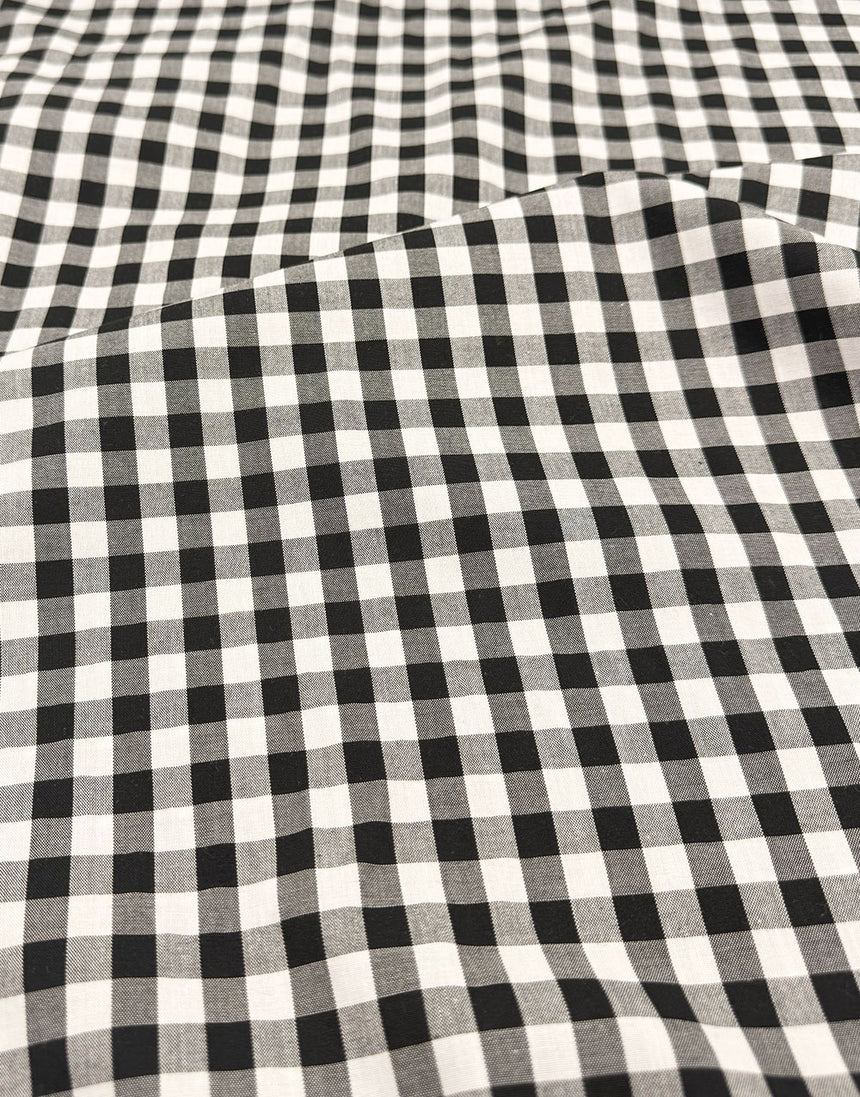 Small Black Yarn-Dyed Gingham Cotton Fabric