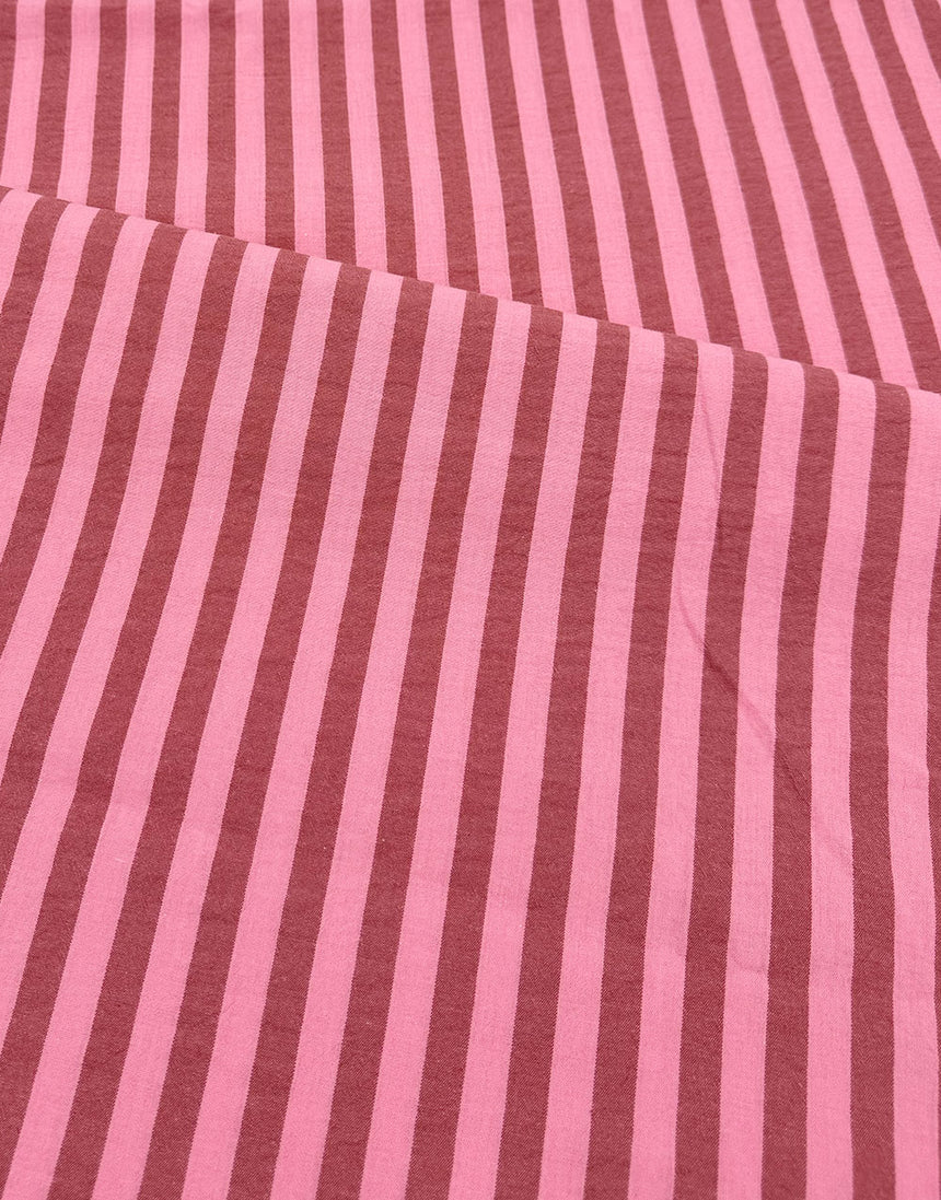 Pink Raspberry Stripe Cotton Yarn-Dyed Fabric