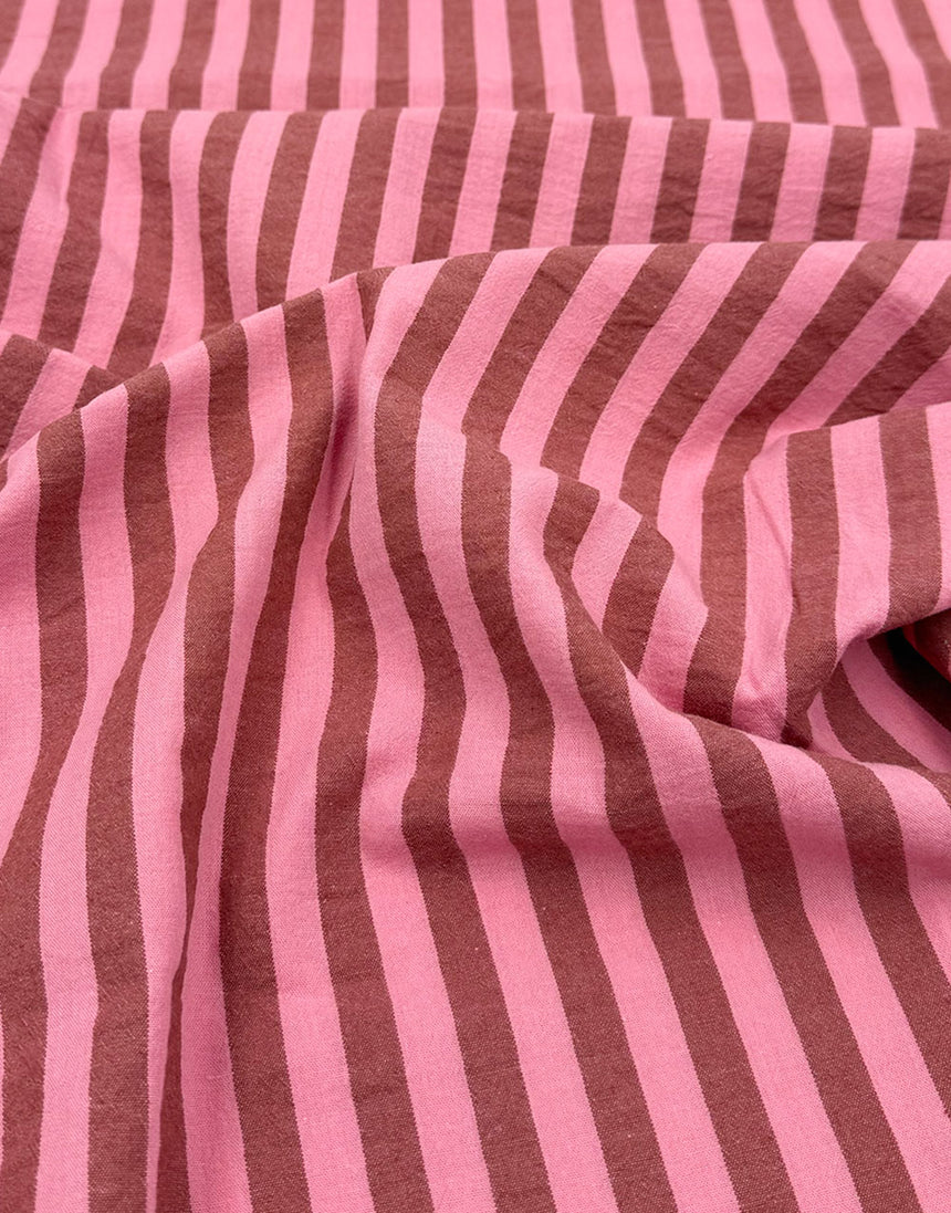 Pink Raspberry Stripe Cotton Yarn-Dyed Fabric