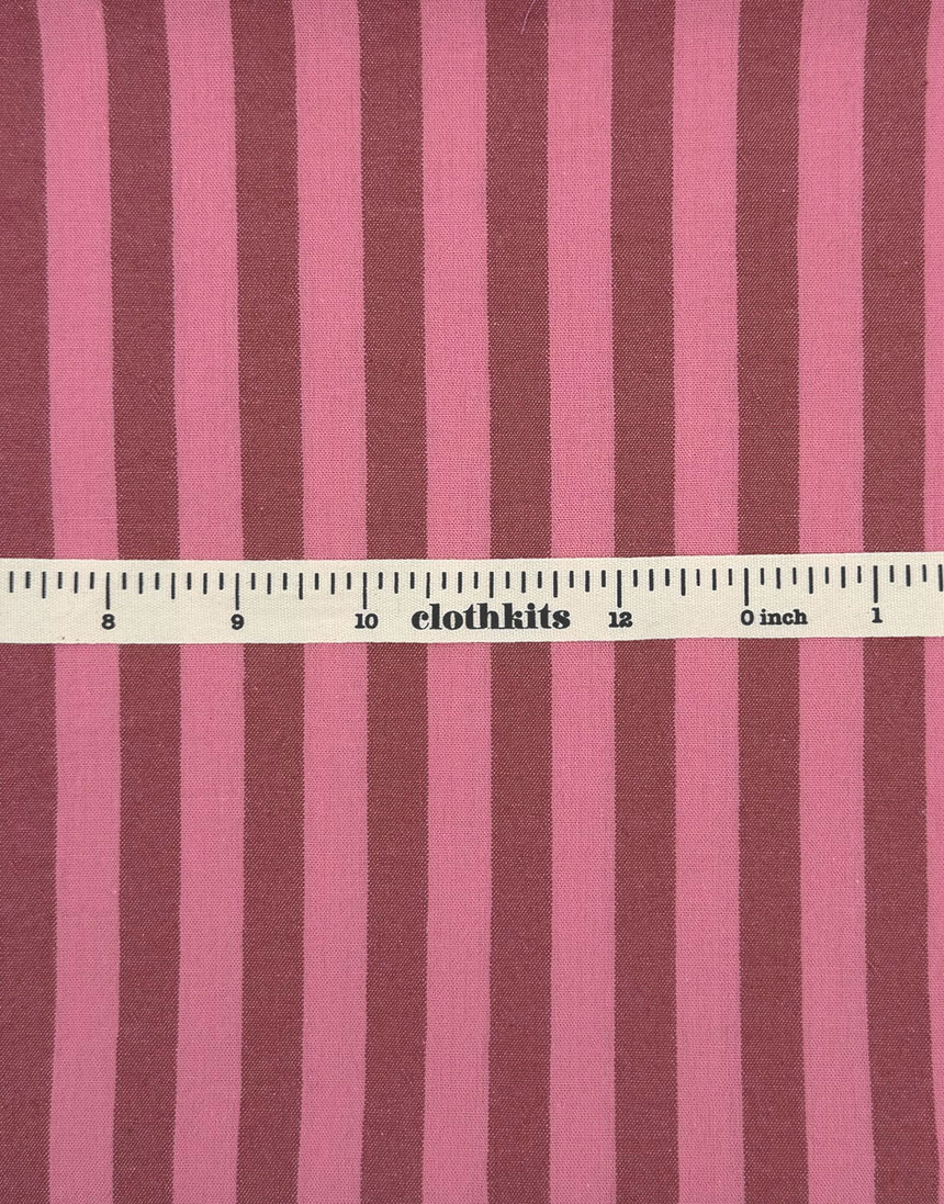 Pink Raspberry Stripe Cotton Yarn-Dyed Fabric