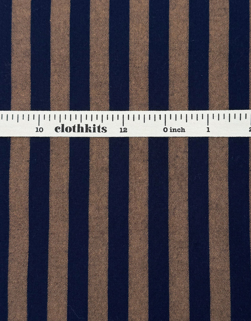 Midnight Toffee Stripe Cotton Yarn-Dyed Fabric