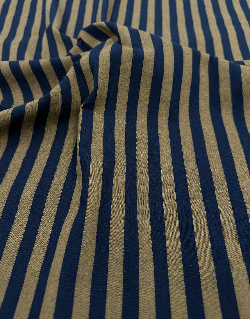 Midnight Toffee Stripe Cotton Yarn-Dyed Fabric
