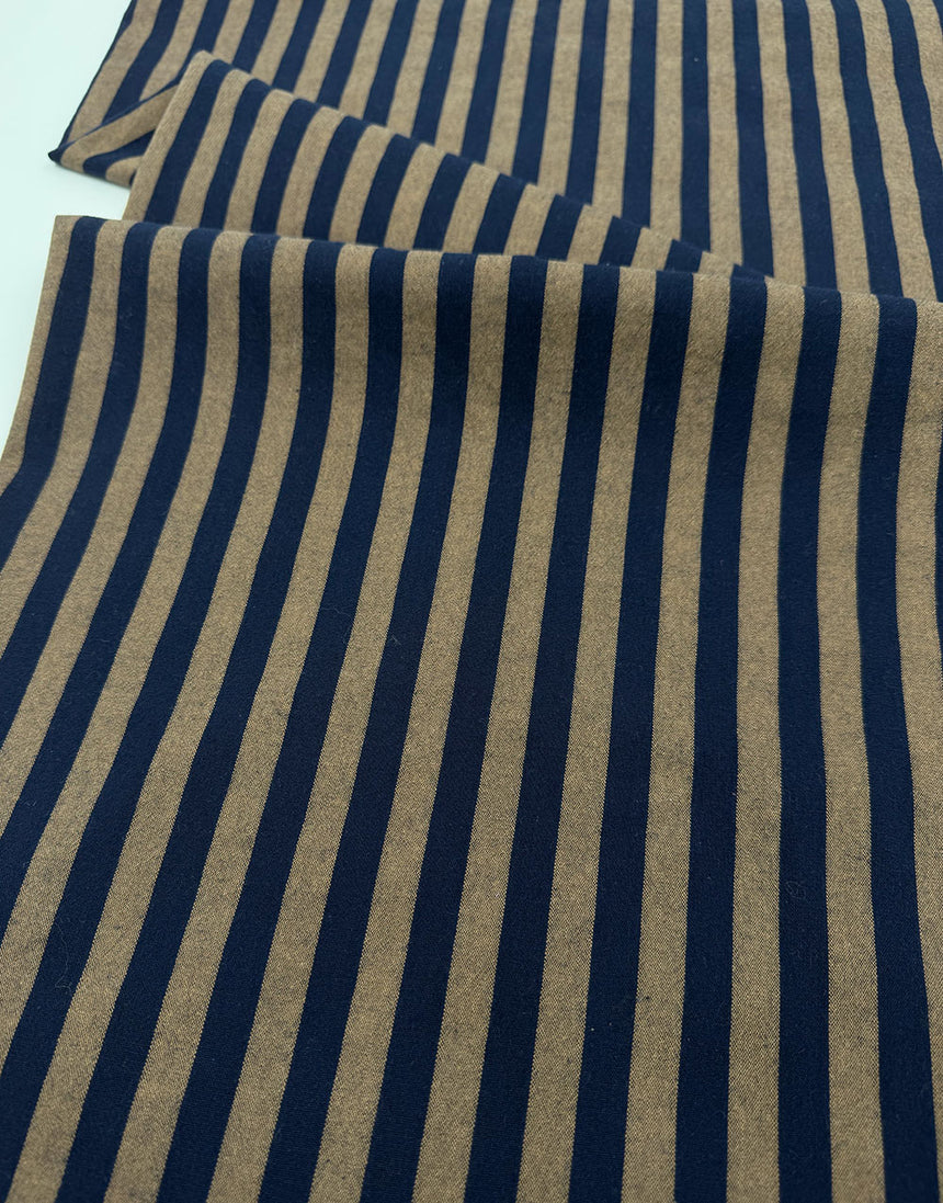 Midnight Toffee Stripe Cotton Yarn-Dyed Fabric