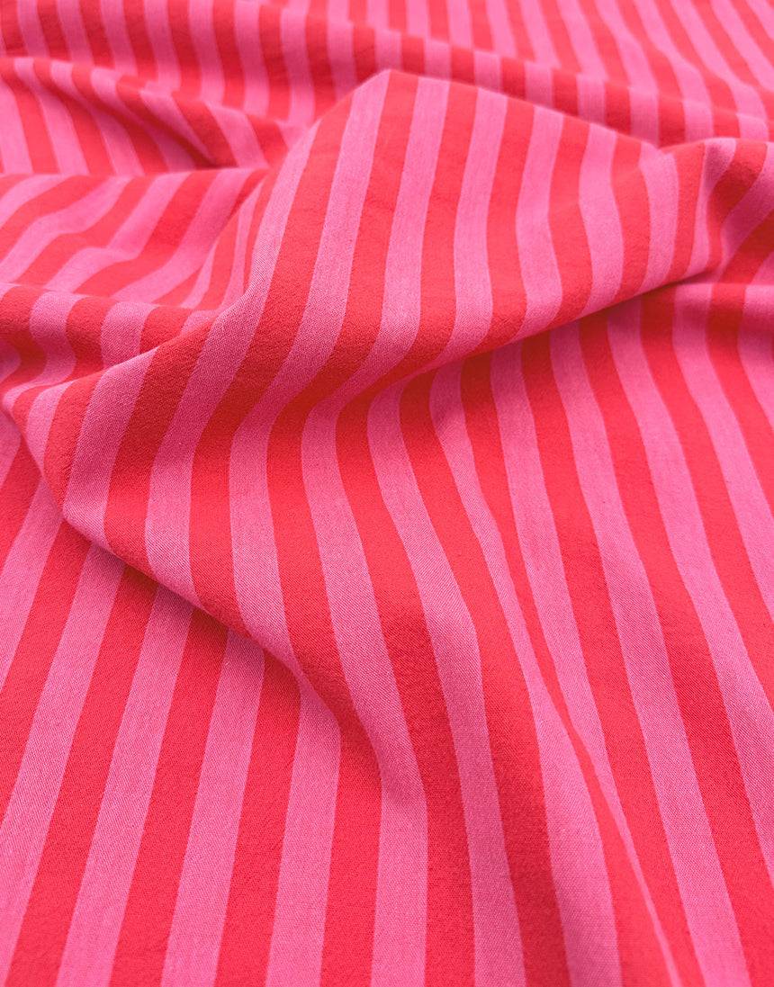Pink Fizz Stripe Cotton Yarn-Dyed Fabric