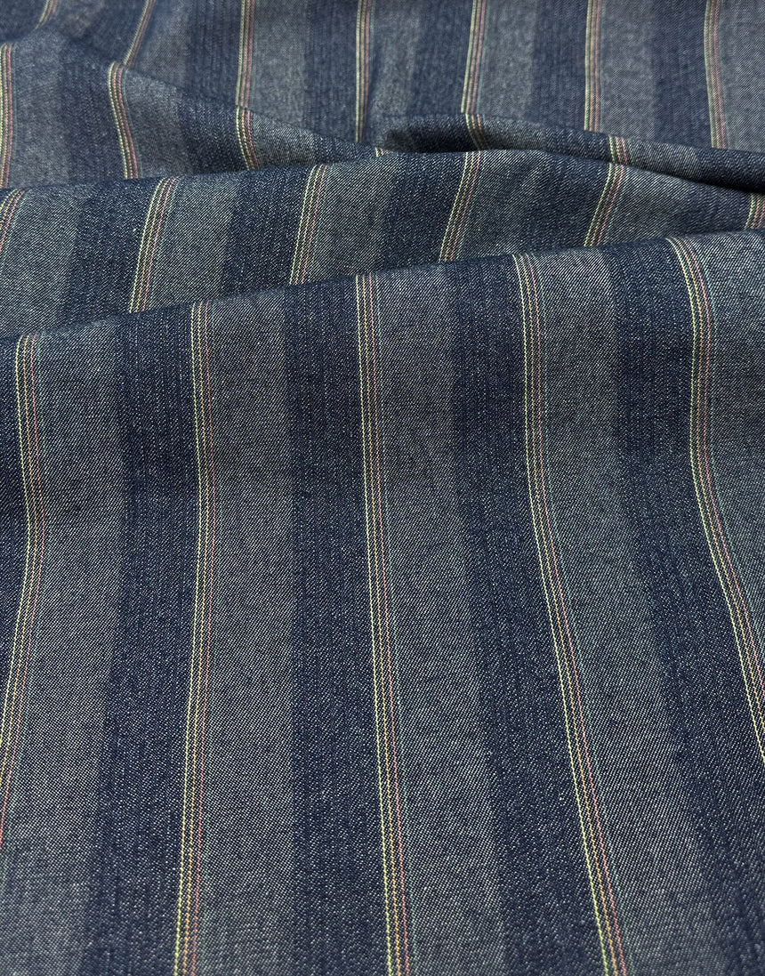 Indigo Painter’s Stripe Cotton Denim