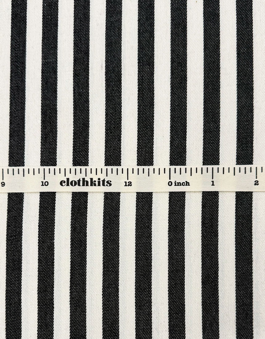 Anthracite Stripe Cotton Denim Fabric