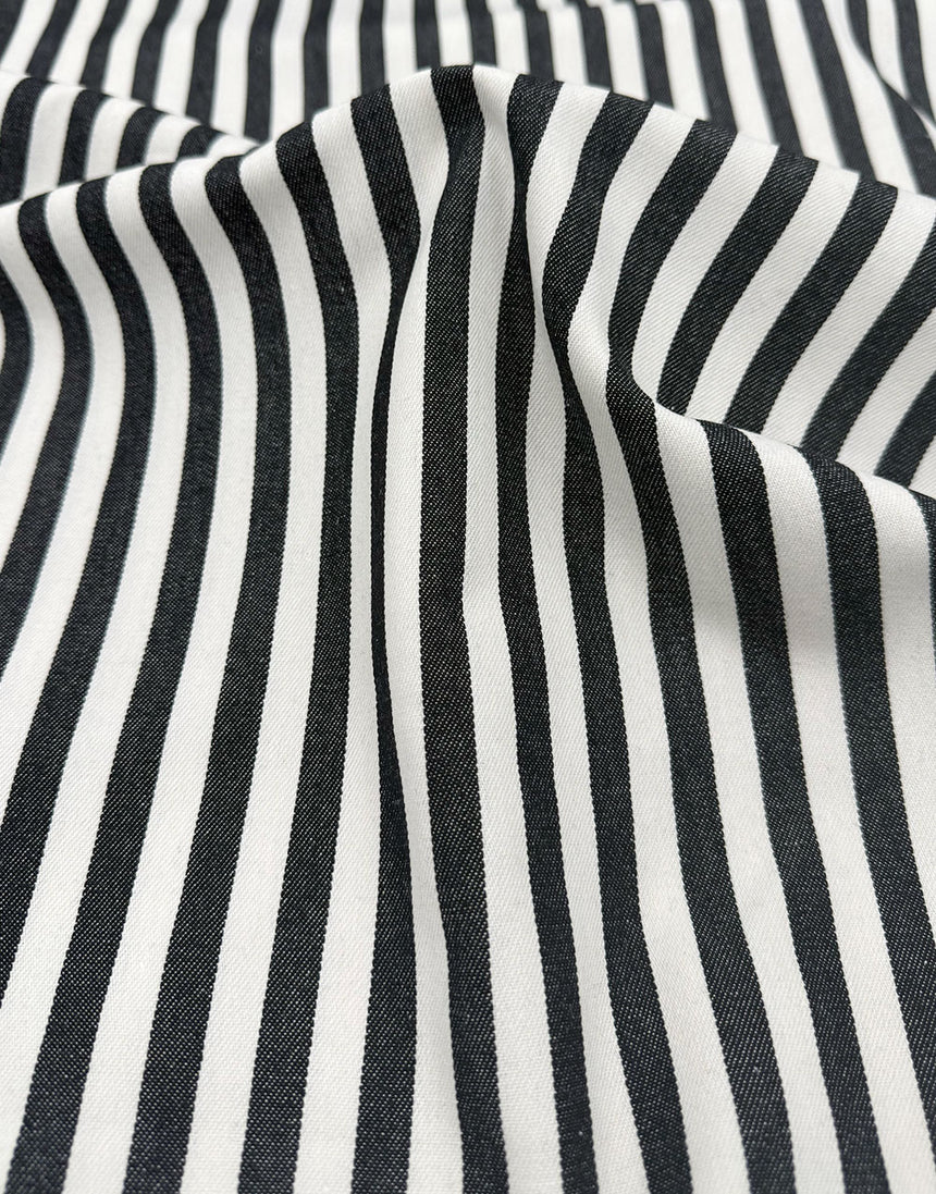 Anthracite Stripe Cotton Denim Fabric