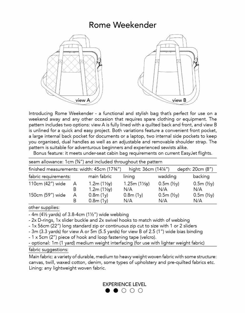 Dhurata Davies Bags & Accessories Rome Weekender Bag Sewing Pattern, Dhurata Davies 15676