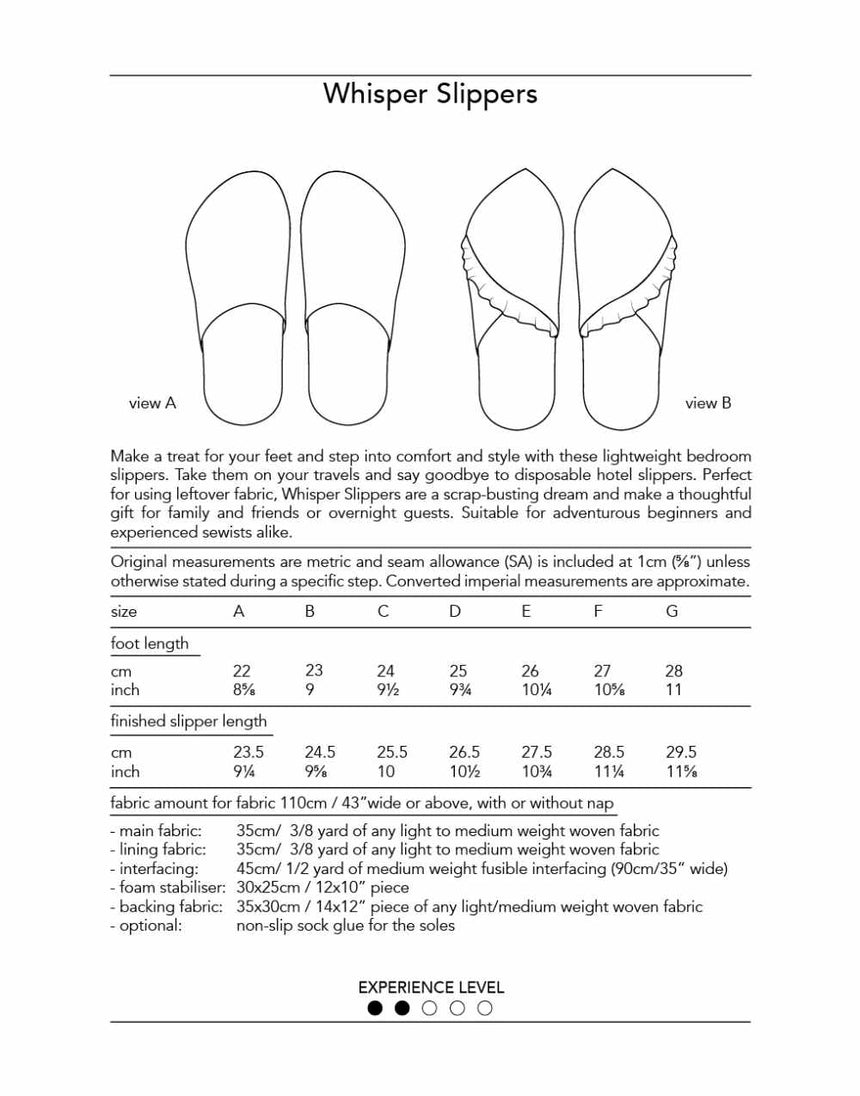 Whisper Slippers Sewing Pattern, Dhurata Davies