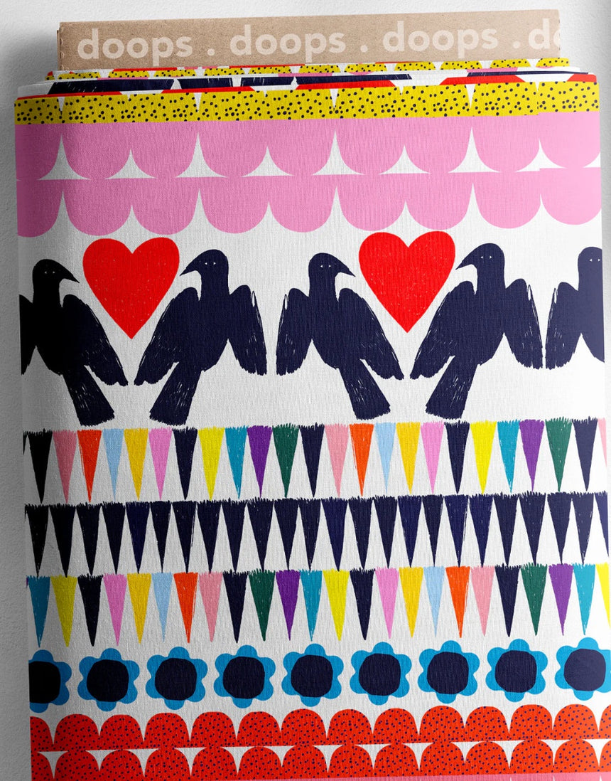 Kooki Love Bird Cotton Poplin Fabric, Doops Designs