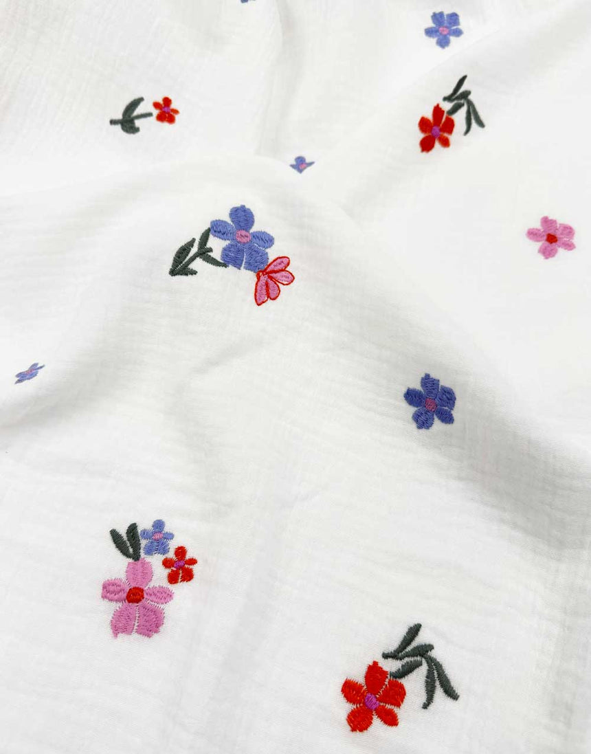 Little Meadow Embroidered Double Gauze Fabric