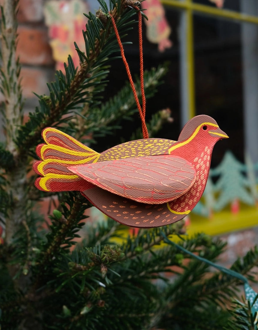 Robin Screen-Printed Board Christmas Decoration, East End Press