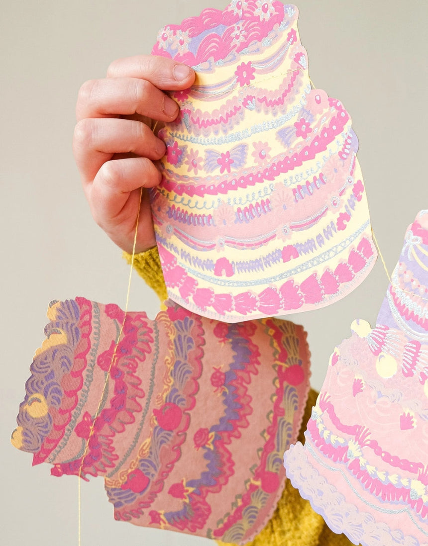 Celebration Cakes Hand Printed Paper Garland No.85, East End Press