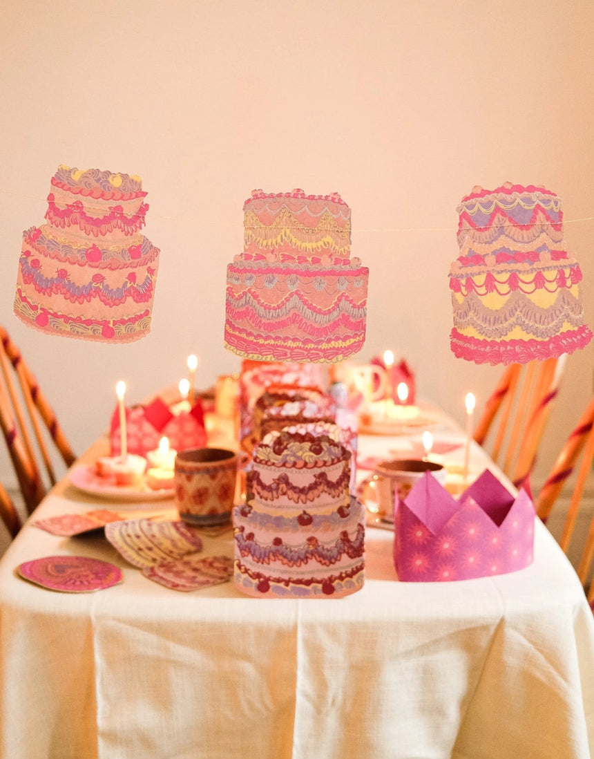 Celebration Cakes Hand Printed Paper Garland No.85, East End Press