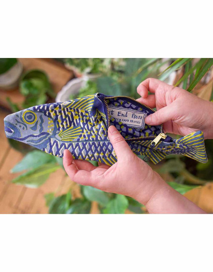 Fish Zipped Fabric Pouch, East End Press