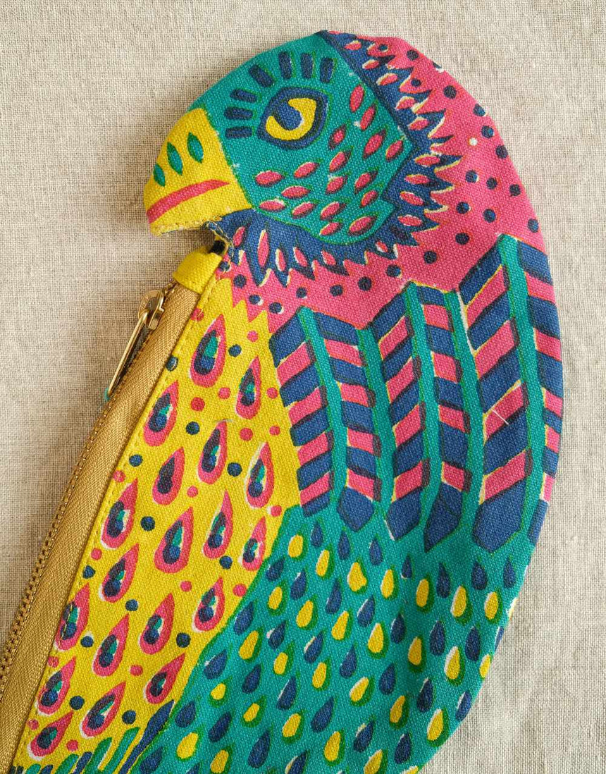 Parrot Zipped Fabric Pouch, East End Press