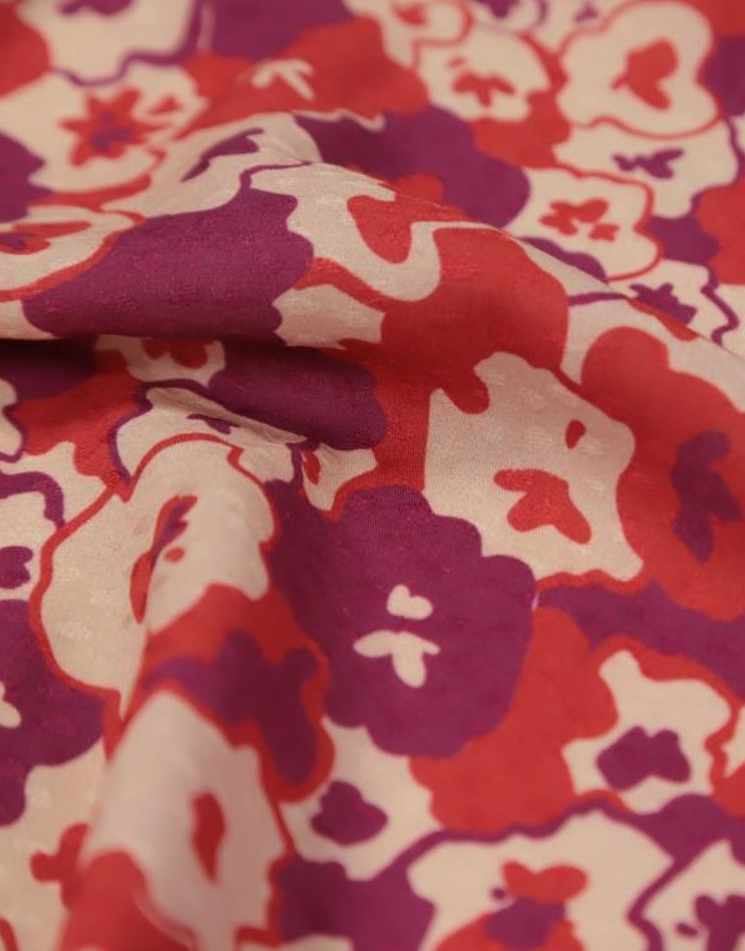 Fabric Godmother Viscose Red / Floral Red & Purple Amour Floral Viscose Jacquard Fabric 15922