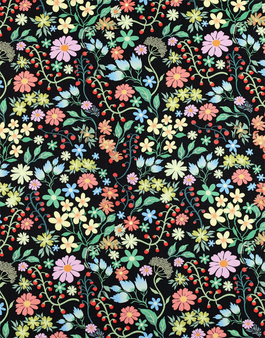 Garden Vine Printed Denim, Fabric Godmother