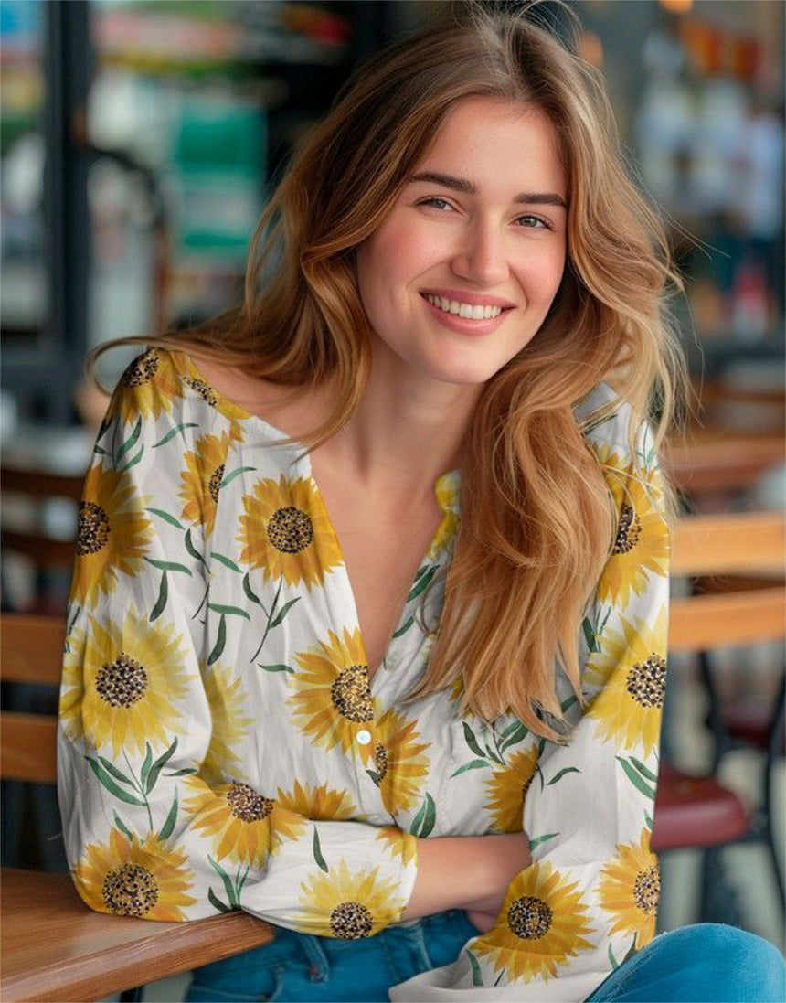 White Sunflower Fine Cotton Poplin Fabric