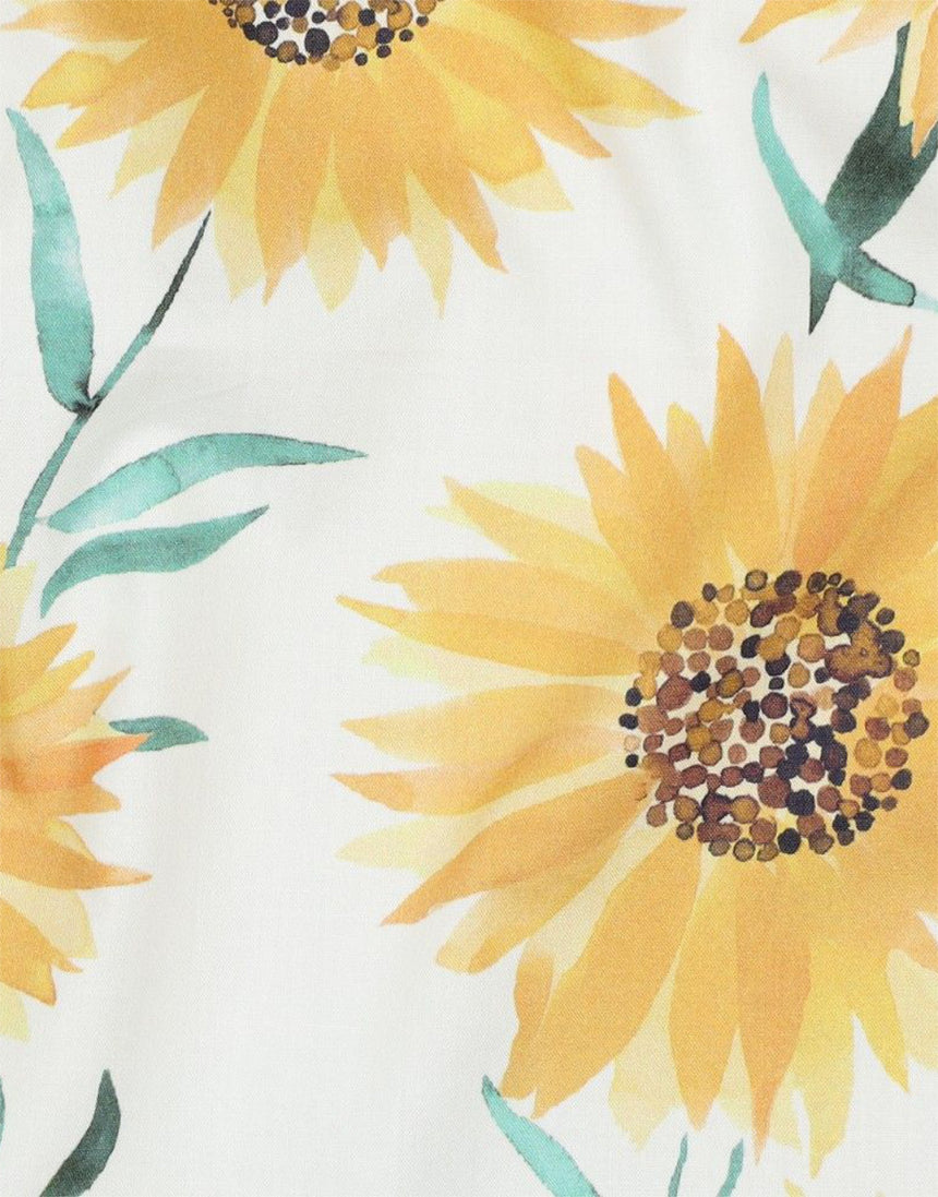 White Sunflower Fine Cotton Poplin Fabric