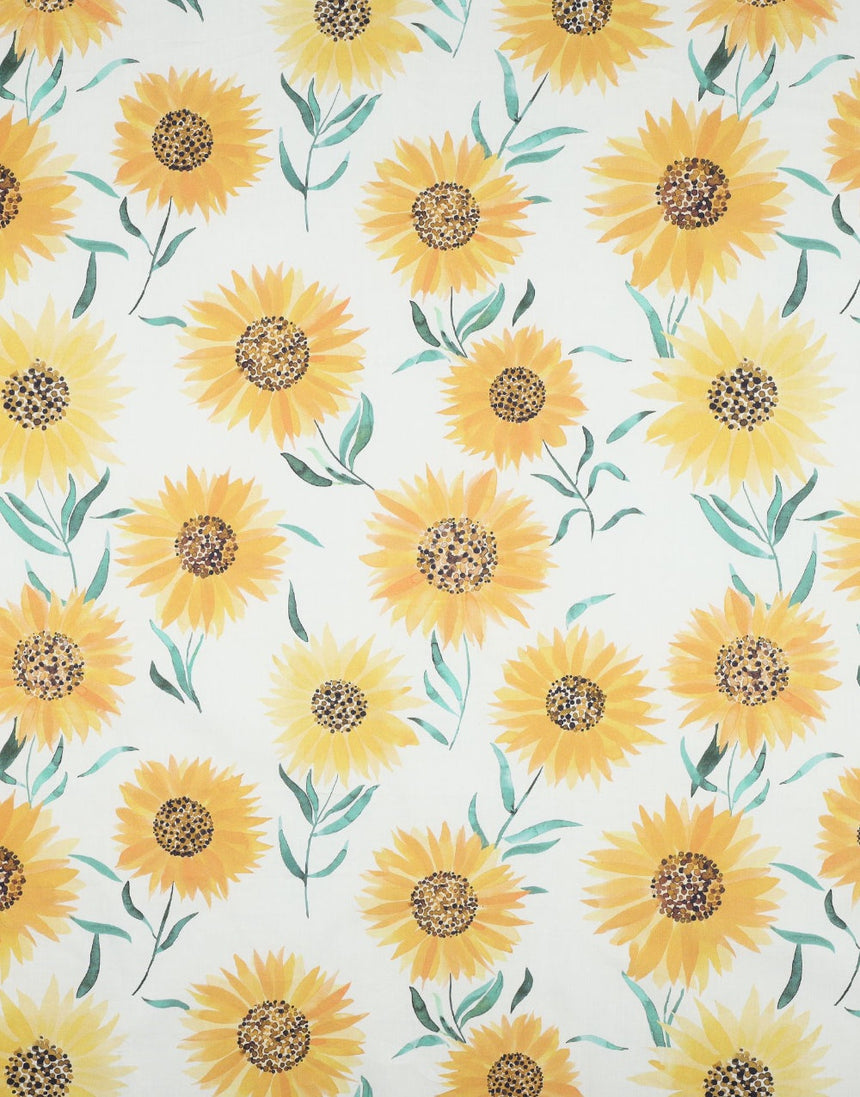 White Sunflower Fine Cotton Poplin Fabric