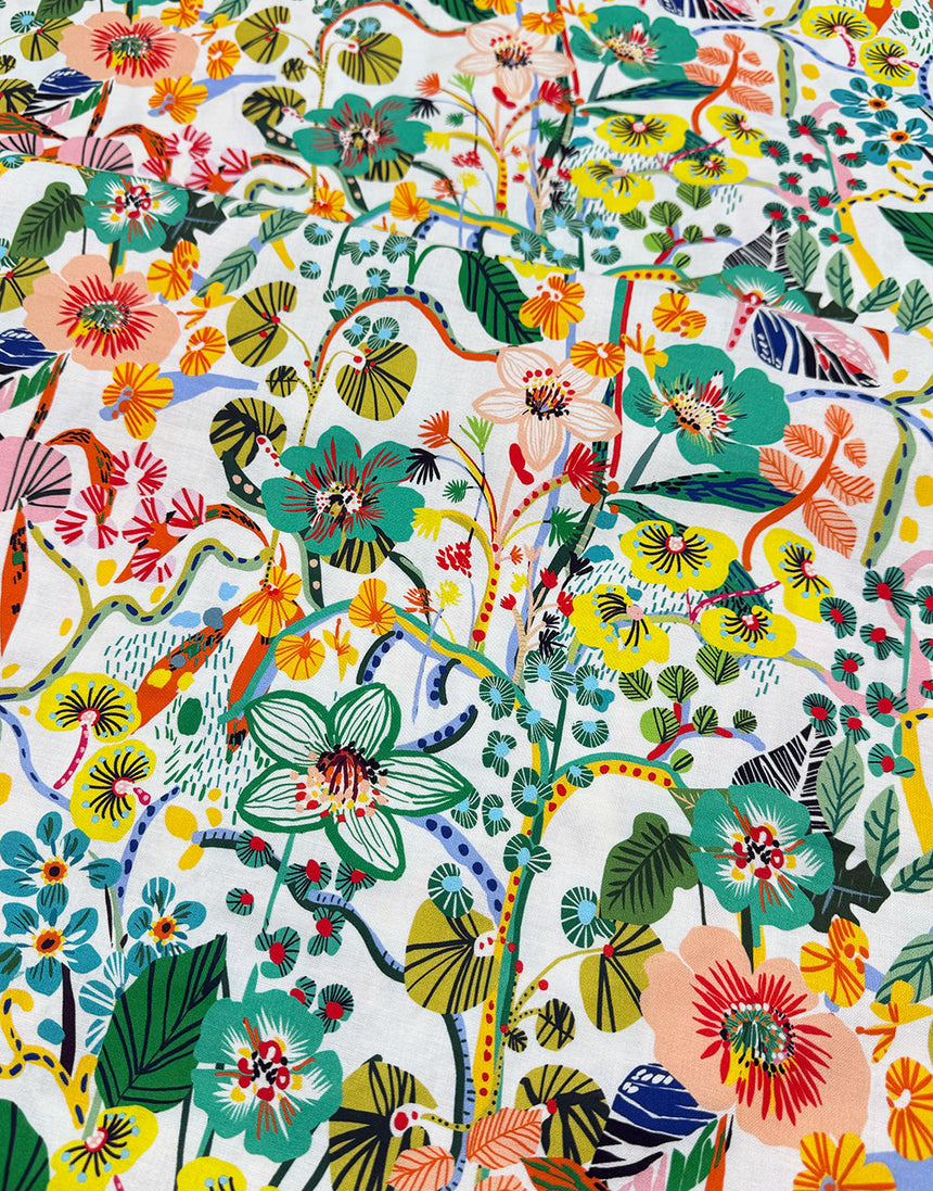 A Thousand Flowers Cotton Fabric, Vibrant Botanica by Kitty McCall