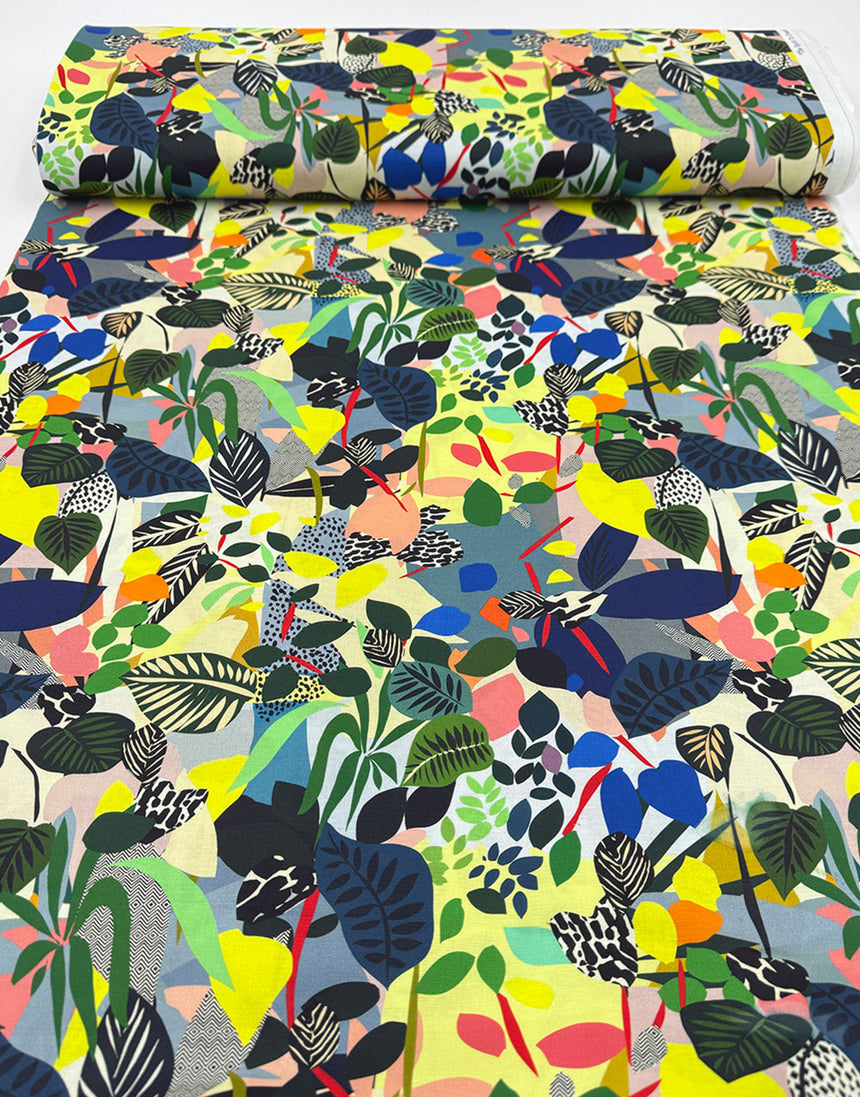 Jungle Leaves Cotton Fabric, Vibrant Botanica by Kitty McCall