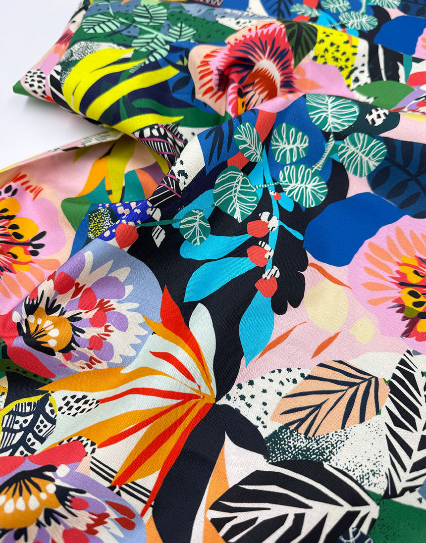 Summer Garden Cotton Fabric, Vibrant Botanica by Kitty McCall