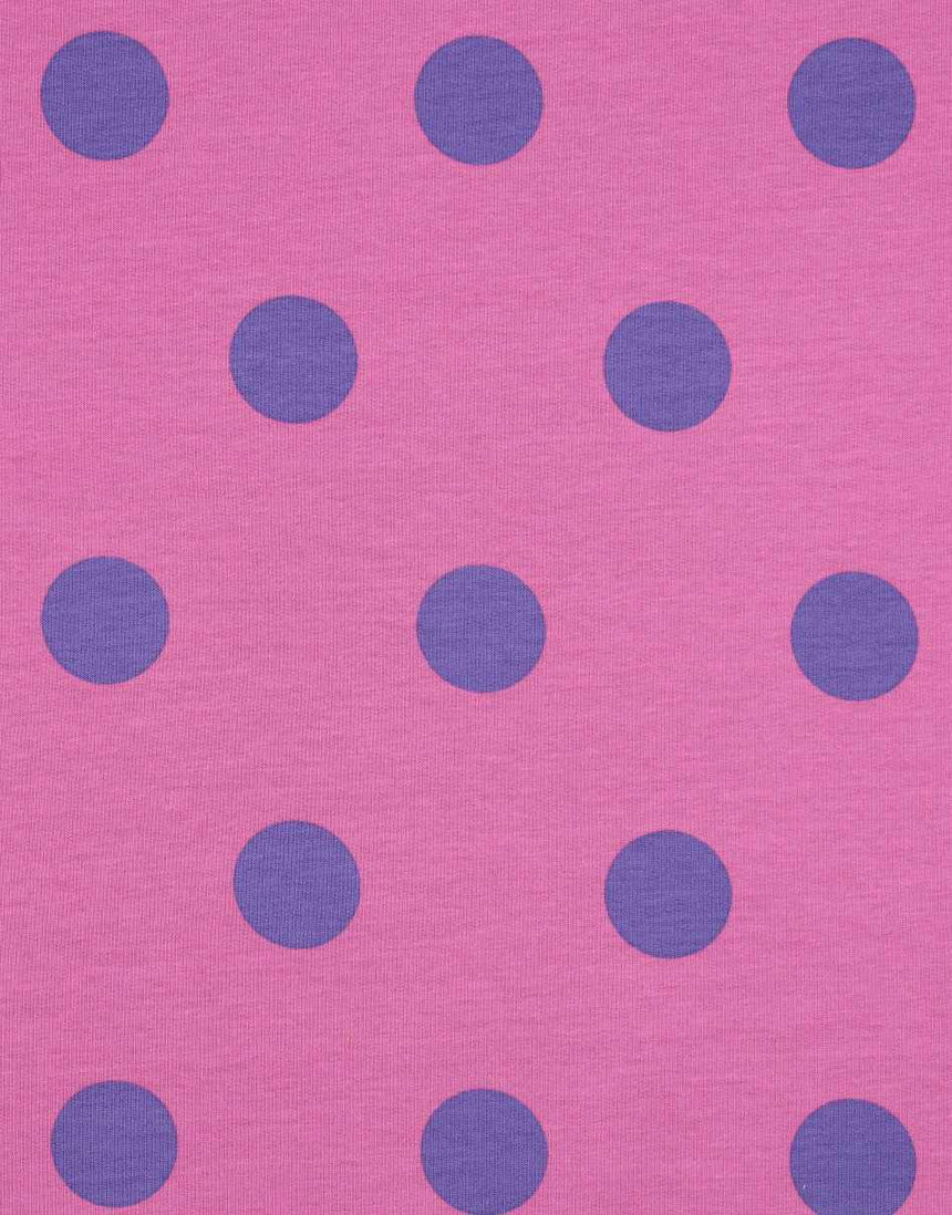 Fuchsia Big Dots French Terry Cotton Jersey Fabric